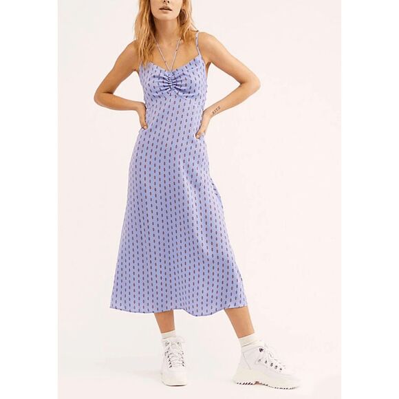 Free People NWT Phoenix Midi Dress, Lavender Purple, Sz 12, MSRP $108 - Picture 1 of 7
